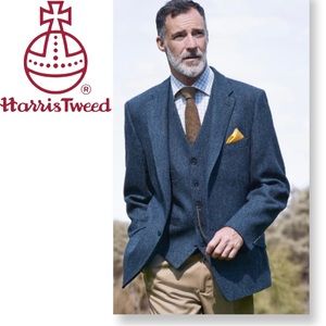 HARRIS TWEED PURE VIRGIN WOOL BLAZER
SPORT JACKET UNISEX 46 Short navy